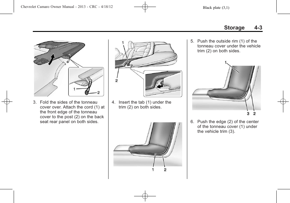Storage 4-3 | CHEVROLET 2013 Camaro User Manual | Page 97 / 414
