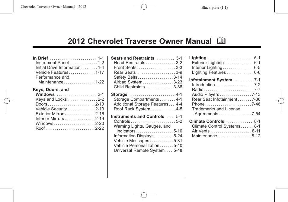 CHEVROLET 2012 Traverse User Manual | 450 pages