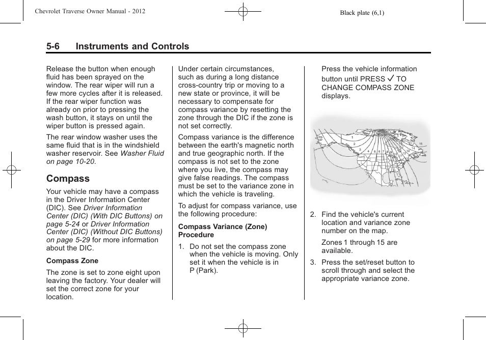 Compass, Compass -6 | CHEVROLET 2012 Traverse User Manual | Page 126 / 450