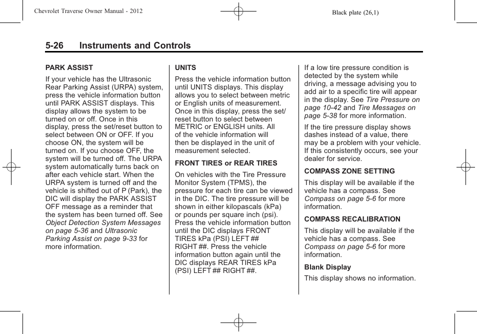 26 instruments and controls | CHEVROLET 2012 Traverse User Manual | Page 146 / 450