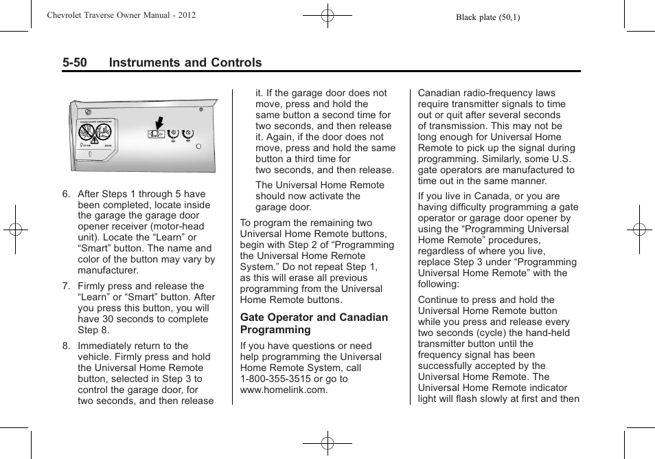 50 instruments and controls | CHEVROLET 2012 Traverse User Manual | Page 170 / 450