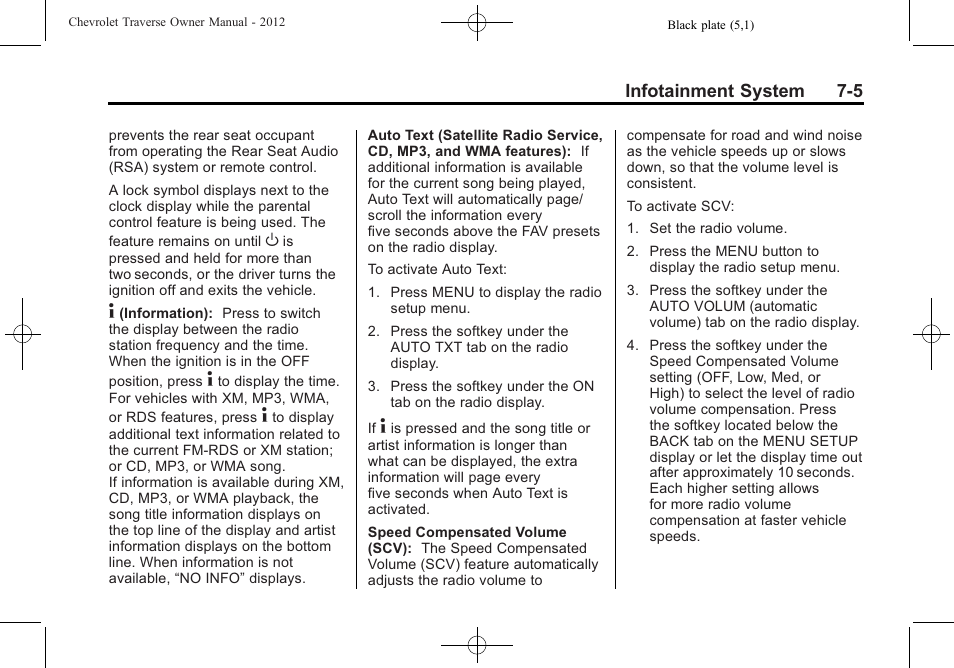 CHEVROLET 2012 Traverse User Manual | Page 185 / 450