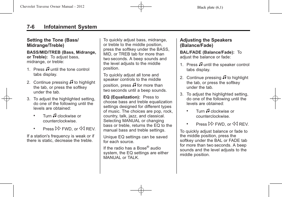 CHEVROLET 2012 Traverse User Manual | Page 186 / 450