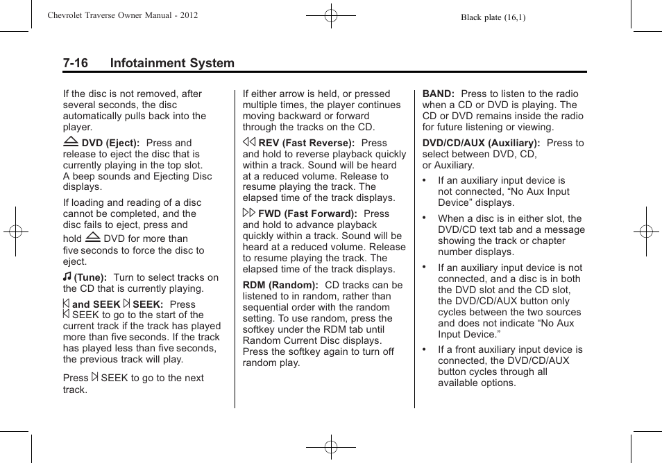 CHEVROLET 2012 Traverse User Manual | Page 196 / 450