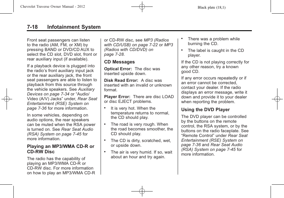 18 infotainment system | CHEVROLET 2012 Traverse User Manual | Page 198 / 450