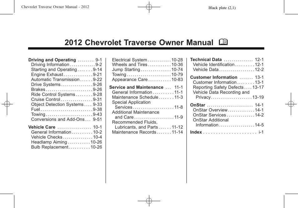 2012 chevrolet traverse owner manual m | CHEVROLET 2012 Traverse User Manual | Page 2 / 450