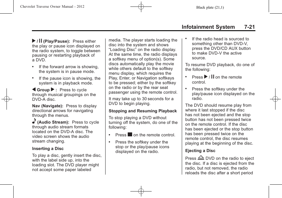 Infotainment system 7-21 | CHEVROLET 2012 Traverse User Manual | Page 201 / 450