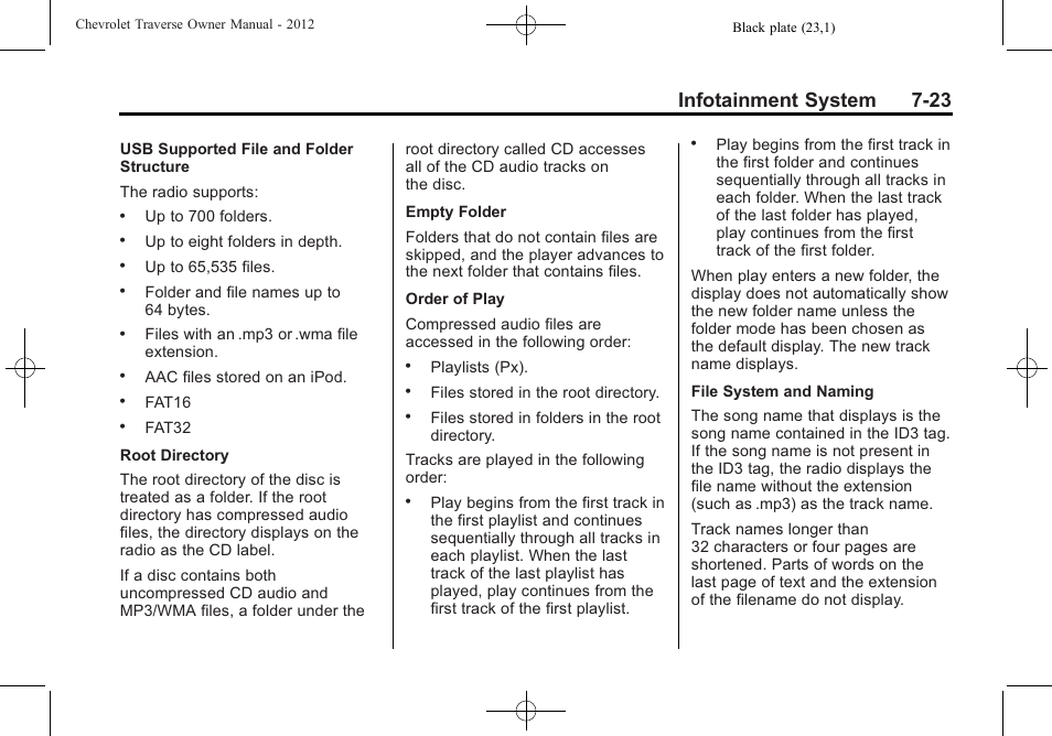 Infotainment system 7-23 | CHEVROLET 2012 Traverse User Manual | Page 203 / 450