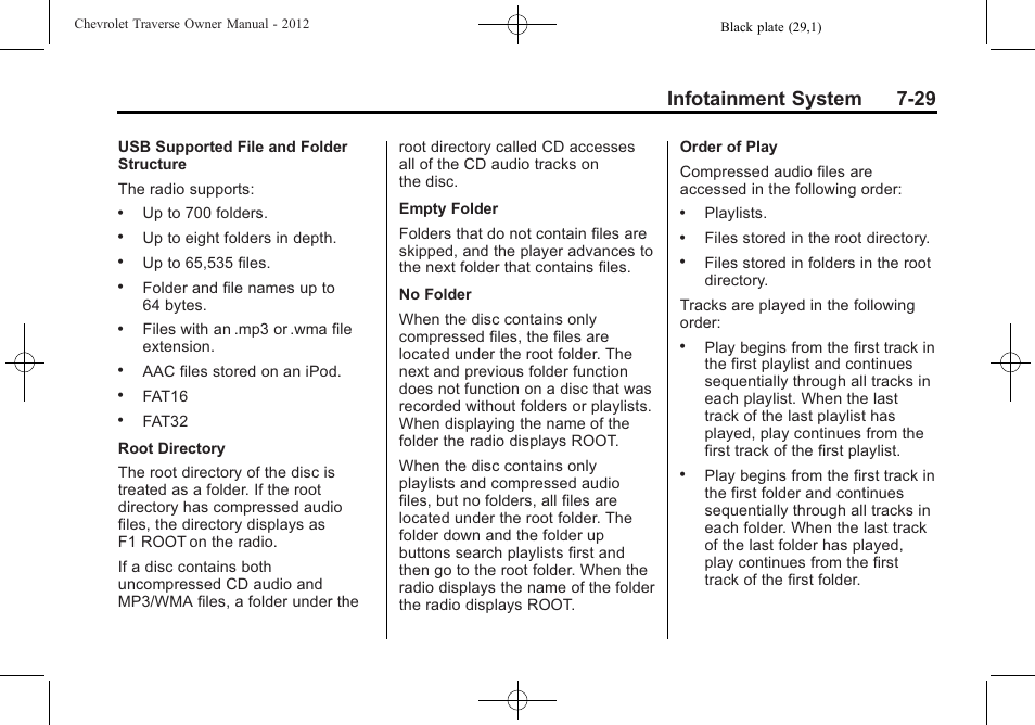 Infotainment system 7-29 | CHEVROLET 2012 Traverse User Manual | Page 209 / 450