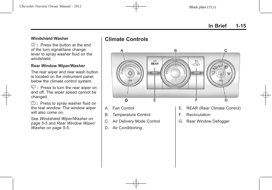 Climate controls, Climate controls -15 | CHEVROLET 2012 Traverse User Manual | Page 21 / 450