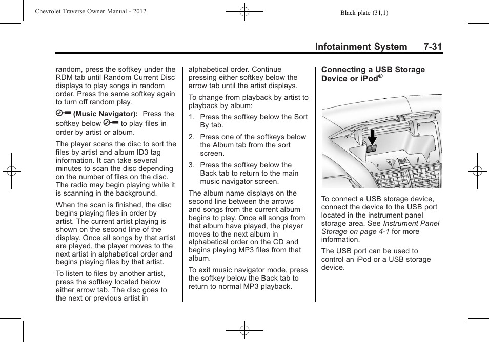 Infotainment system 7-31 | CHEVROLET 2012 Traverse User Manual | Page 211 / 450