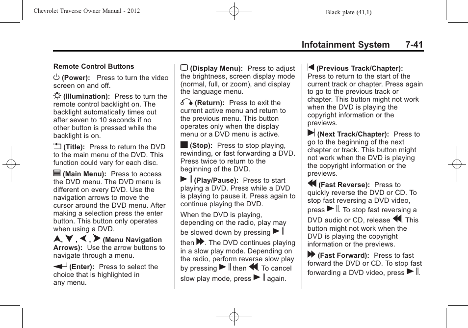 CHEVROLET 2012 Traverse User Manual | Page 221 / 450