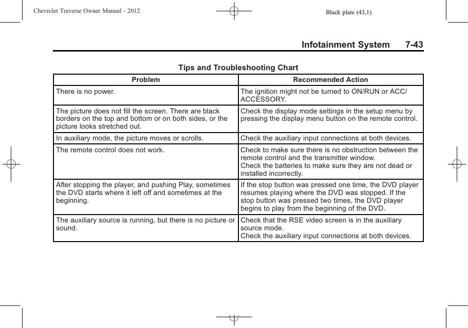 Infotainment system 7-43 | CHEVROLET 2012 Traverse User Manual | Page 223 / 450