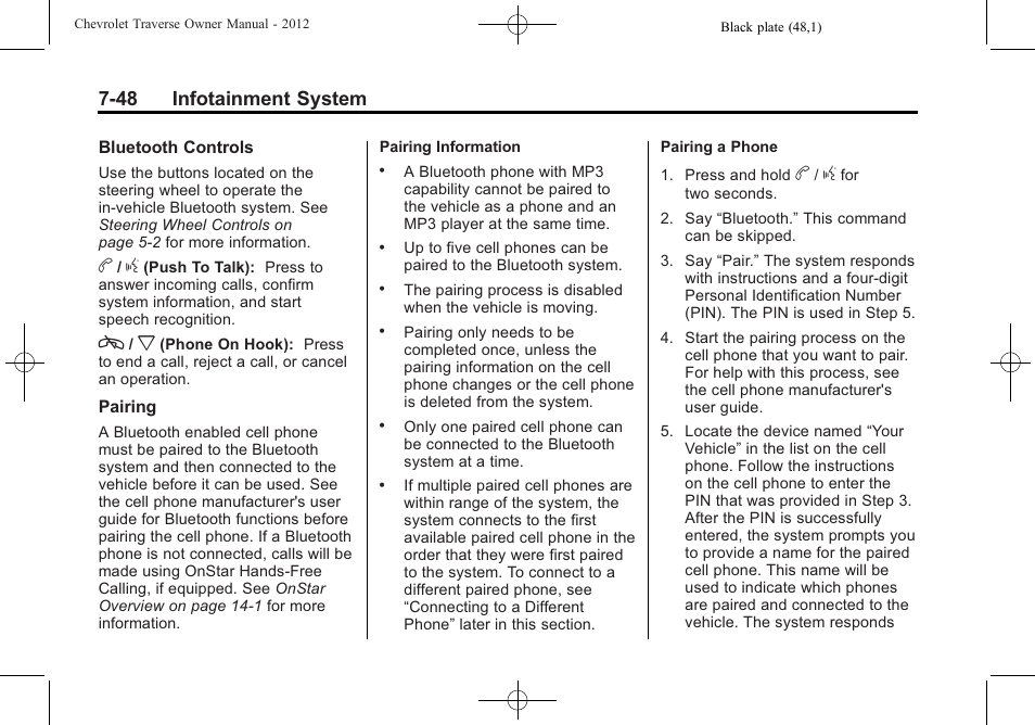 48 infotainment system | CHEVROLET 2012 Traverse User Manual | Page 228 / 450