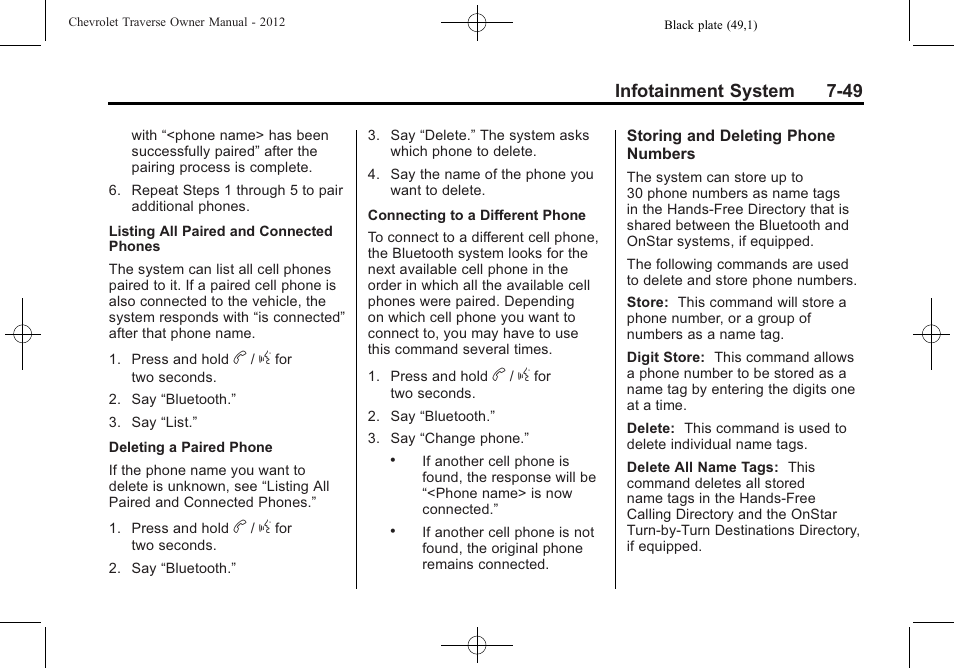 Infotainment system 7-49 | CHEVROLET 2012 Traverse User Manual | Page 229 / 450