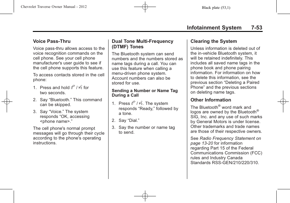 Infotainment system 7-53 | CHEVROLET 2012 Traverse User Manual | Page 233 / 450