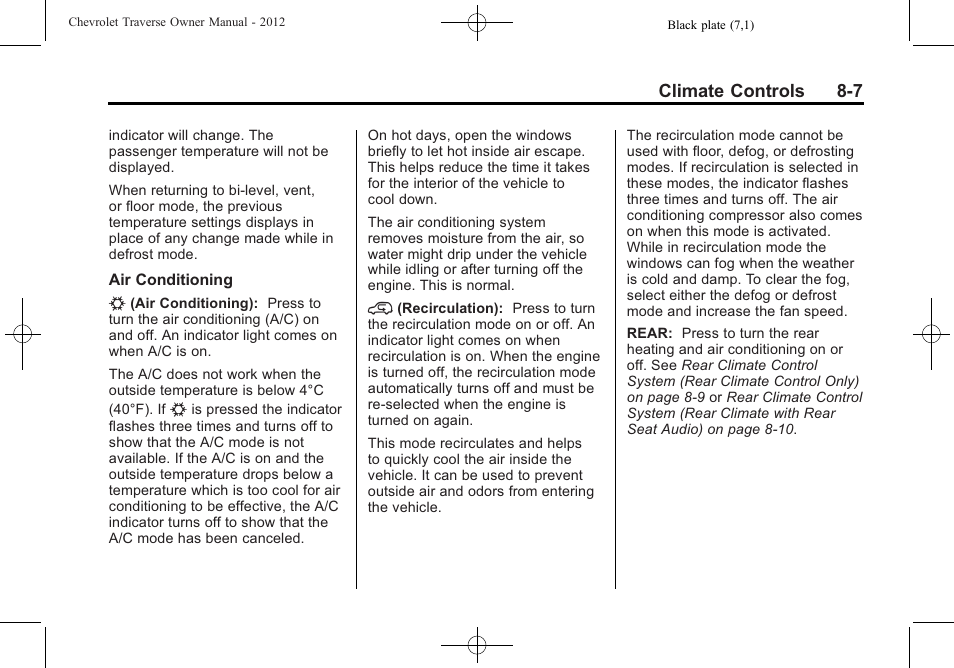 CHEVROLET 2012 Traverse User Manual | Page 241 / 450