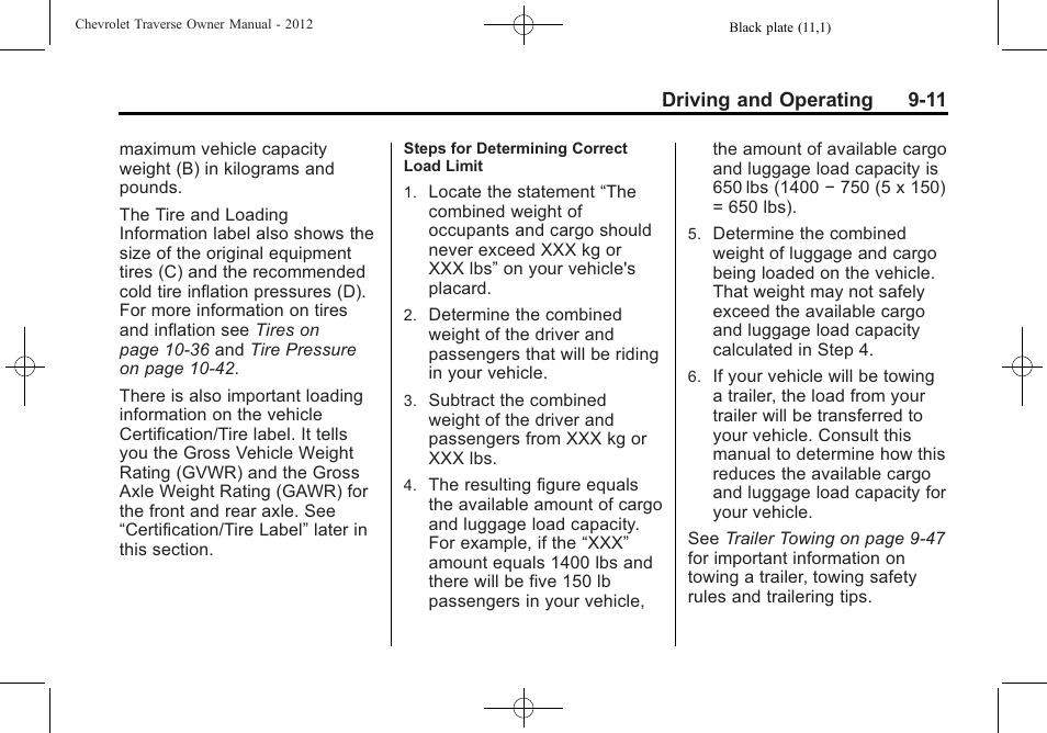 CHEVROLET 2012 Traverse User Manual | Page 259 / 450
