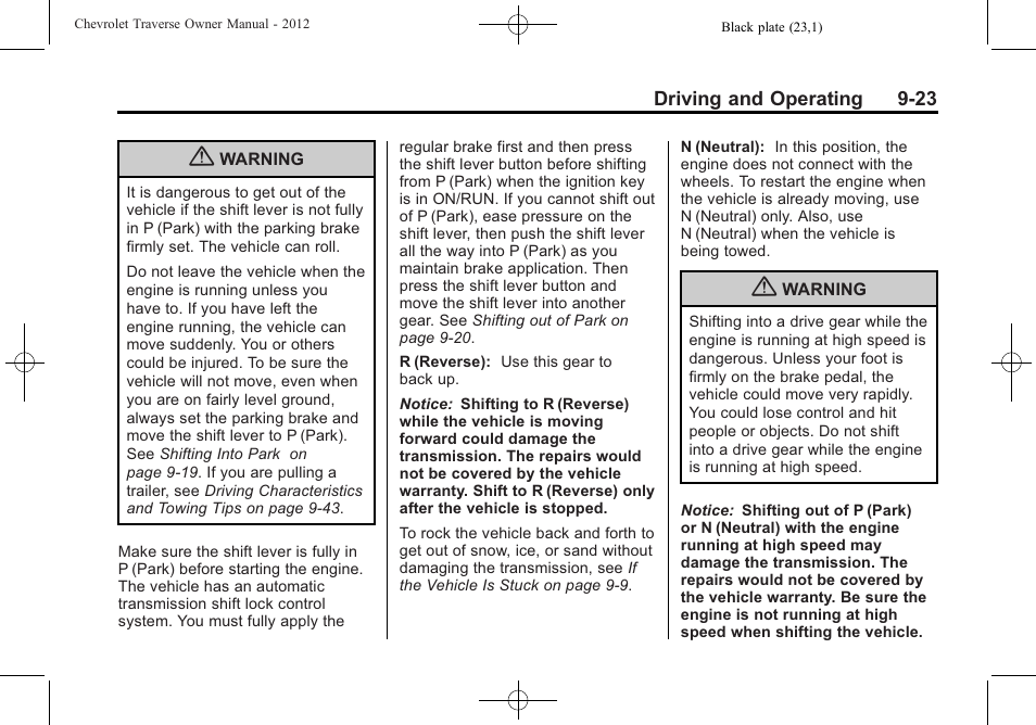CHEVROLET 2012 Traverse User Manual | Page 271 / 450