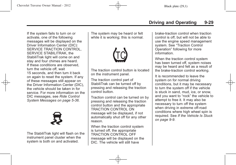 Driving and operating 9-29 | CHEVROLET 2012 Traverse User Manual | Page 277 / 450