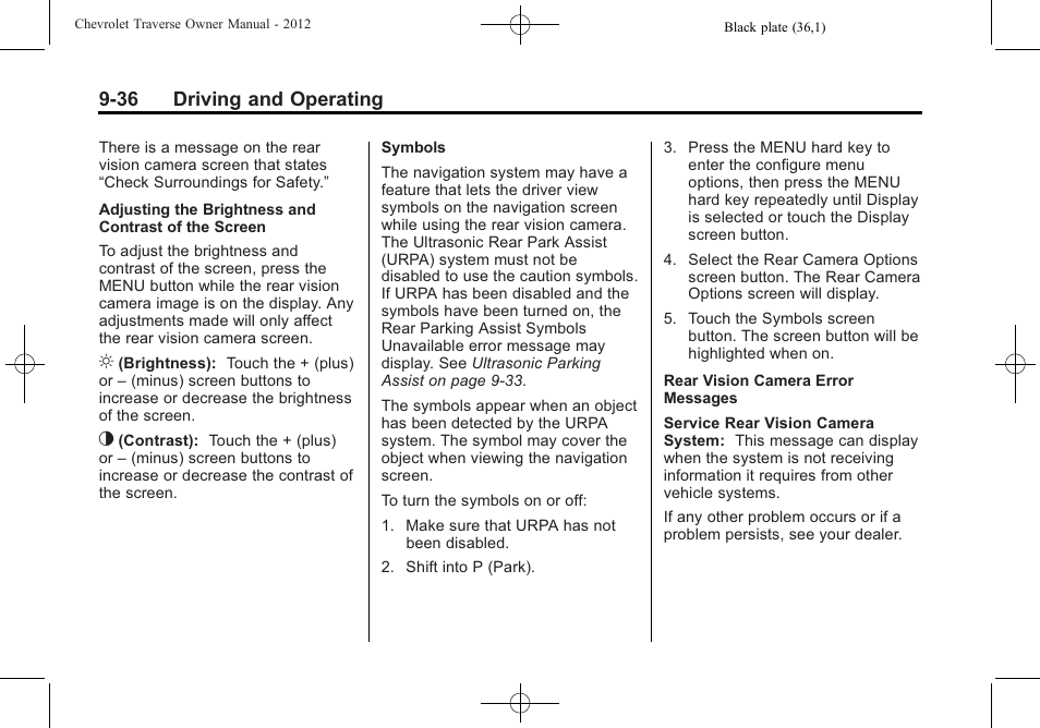 36 driving and operating | CHEVROLET 2012 Traverse User Manual | Page 284 / 450