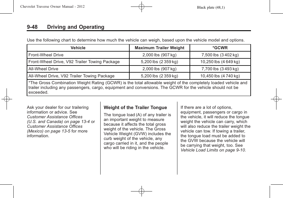 48 driving and operating | CHEVROLET 2012 Traverse User Manual | Page 296 / 450