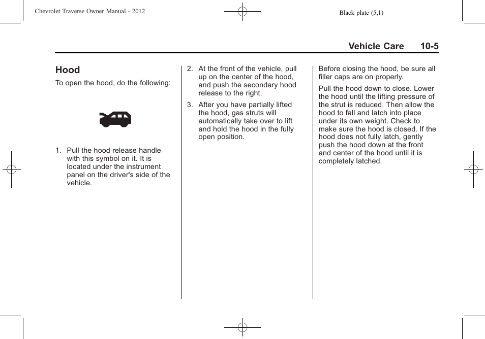 Hood, Hood -5 | CHEVROLET 2012 Traverse User Manual | Page 305 / 450