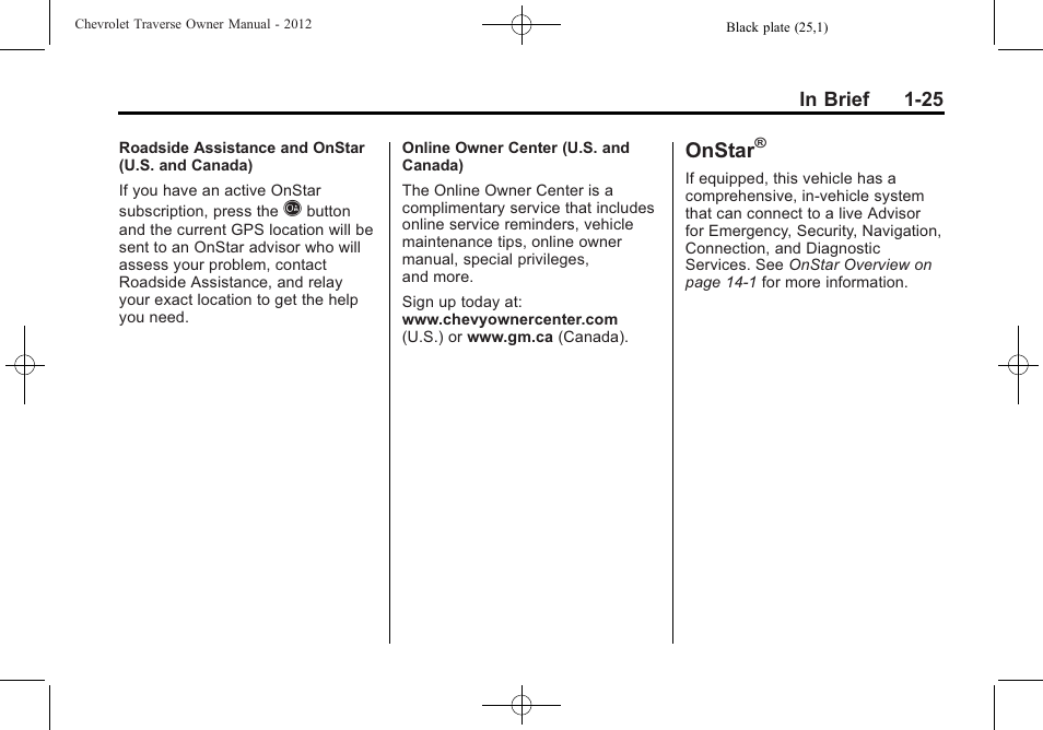 Onstar | CHEVROLET 2012 Traverse User Manual | Page 31 / 450