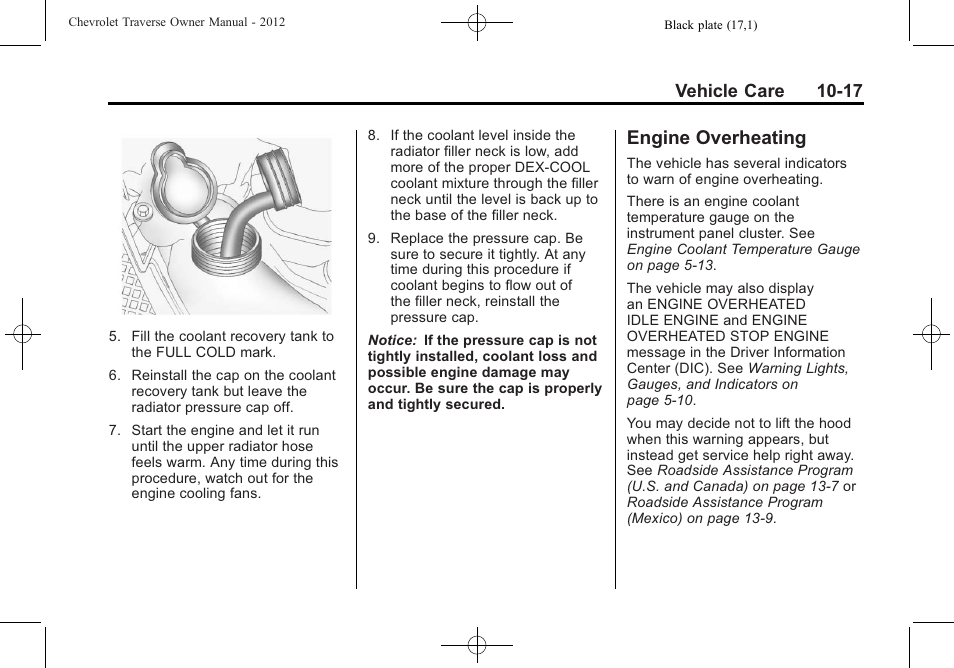 Engine overheating, Engine overheating -17, Bulb | Vehicle care 10-17 | CHEVROLET 2012 Traverse User Manual | Page 317 / 450