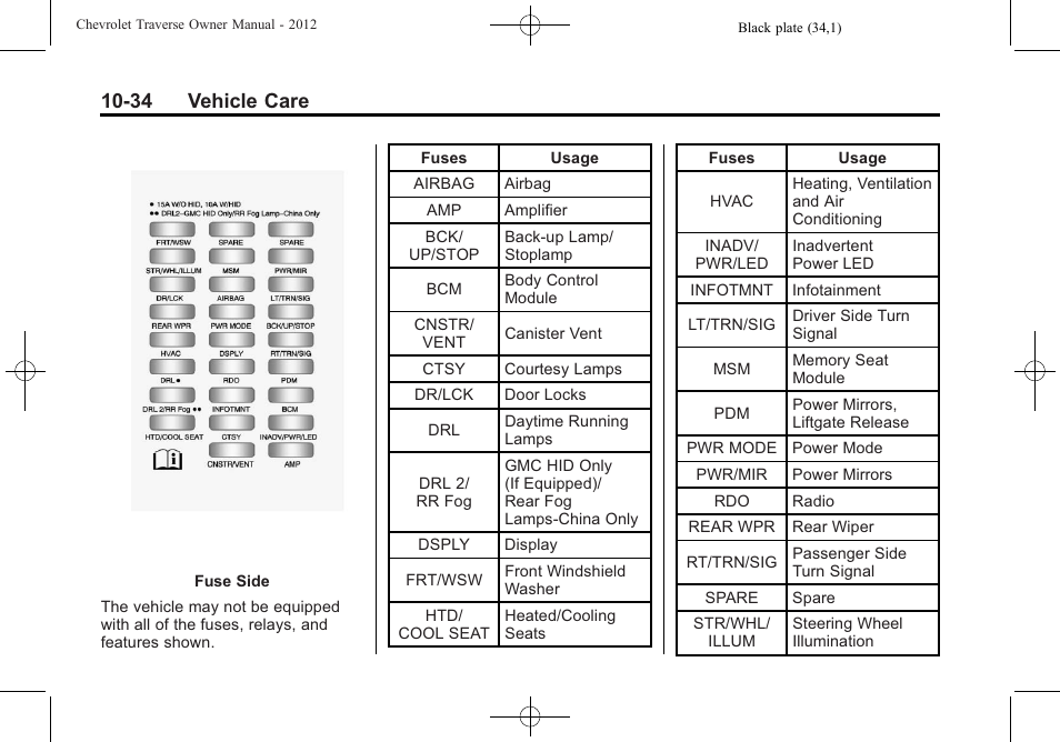 34 vehicle care | CHEVROLET 2012 Traverse User Manual | Page 334 / 450