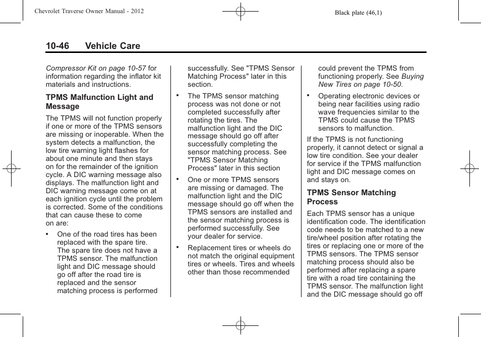 46 vehicle care | CHEVROLET 2012 Traverse User Manual | Page 346 / 450