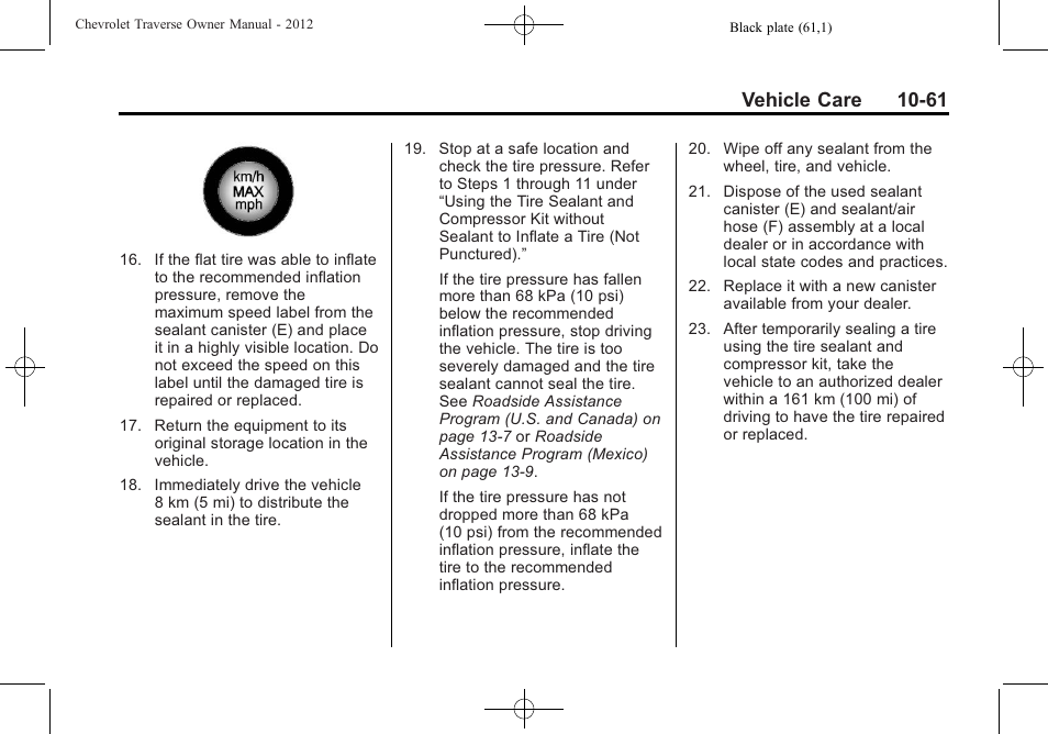 Vehicle care 10-61 | CHEVROLET 2012 Traverse User Manual | Page 361 / 450