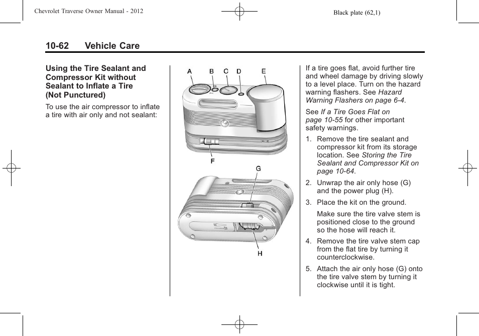 62 vehicle care | CHEVROLET 2012 Traverse User Manual | Page 362 / 450