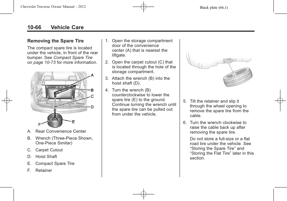 66 vehicle care | CHEVROLET 2012 Traverse User Manual | Page 366 / 450