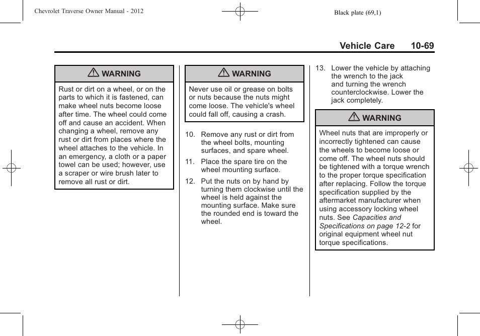 CHEVROLET 2012 Traverse User Manual | Page 369 / 450