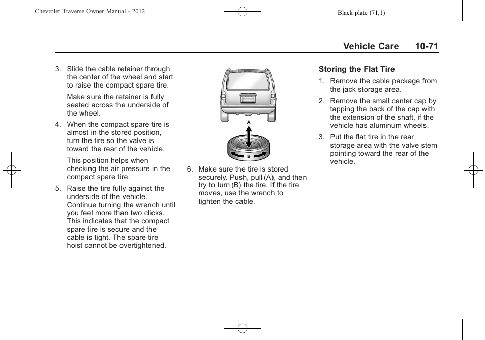 Vehicle care 10-71 | CHEVROLET 2012 Traverse User Manual | Page 371 / 450