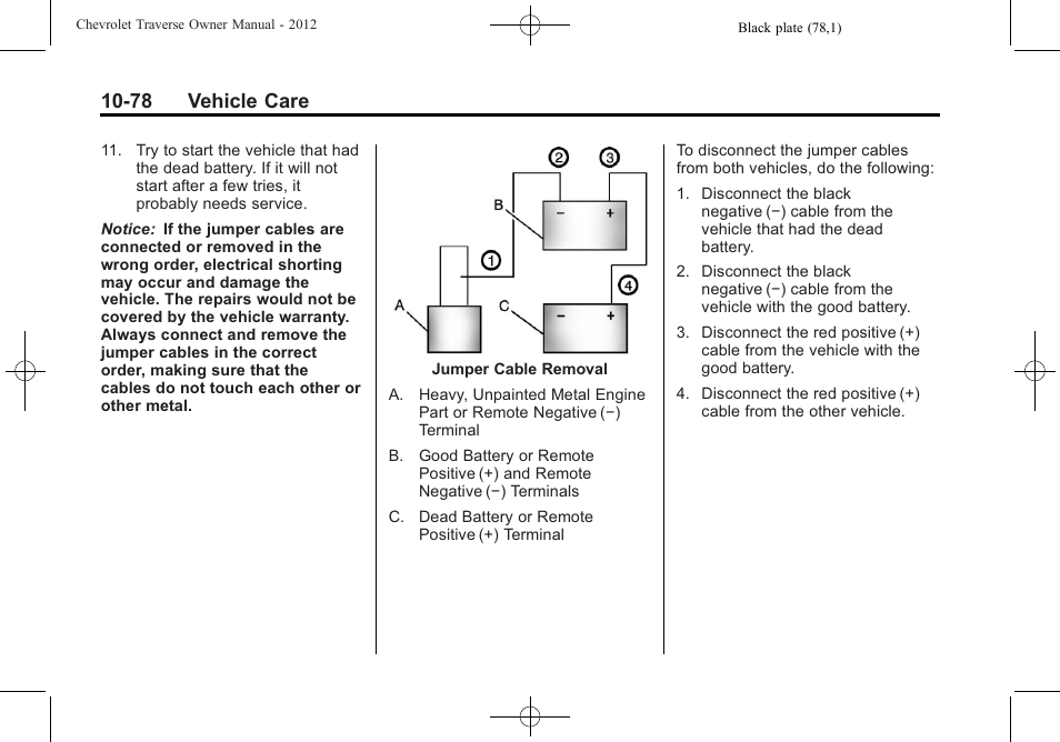 78 vehicle care | CHEVROLET 2012 Traverse User Manual | Page 378 / 450