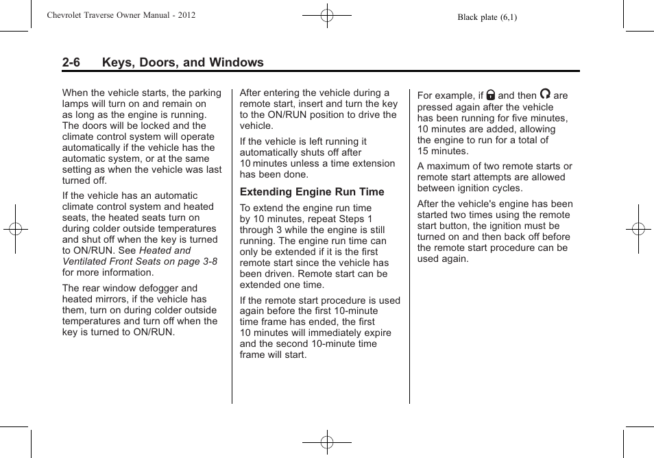 CHEVROLET 2012 Traverse User Manual | Page 38 / 450