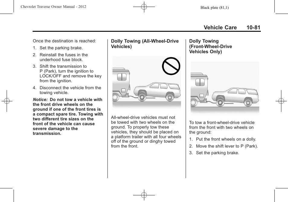 Vehicle care 10-81 | CHEVROLET 2012 Traverse User Manual | Page 381 / 450