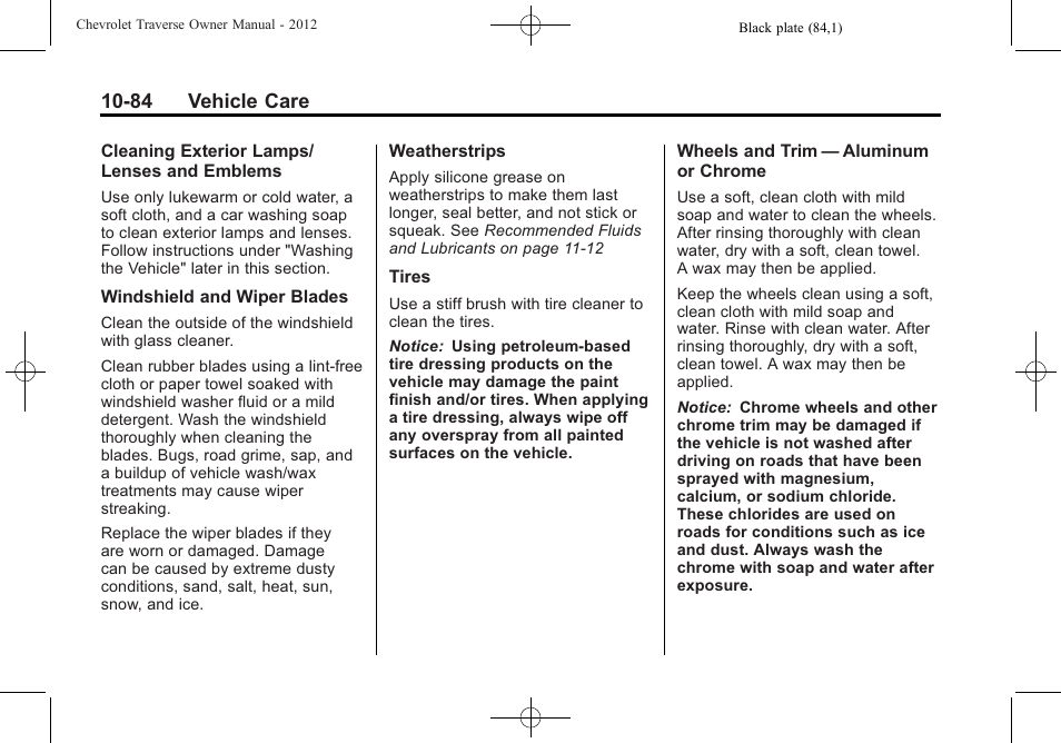 84 vehicle care | CHEVROLET 2012 Traverse User Manual | Page 384 / 450
