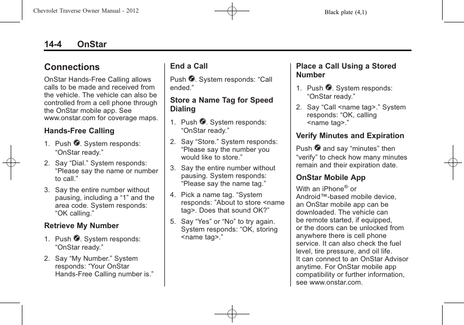 Connections, Connections -4, Comprehensive | CHEVROLET 2012 Traverse User Manual | Page 434 / 450