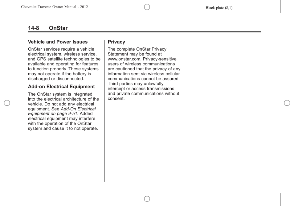 CHEVROLET 2012 Traverse User Manual | Page 438 / 450