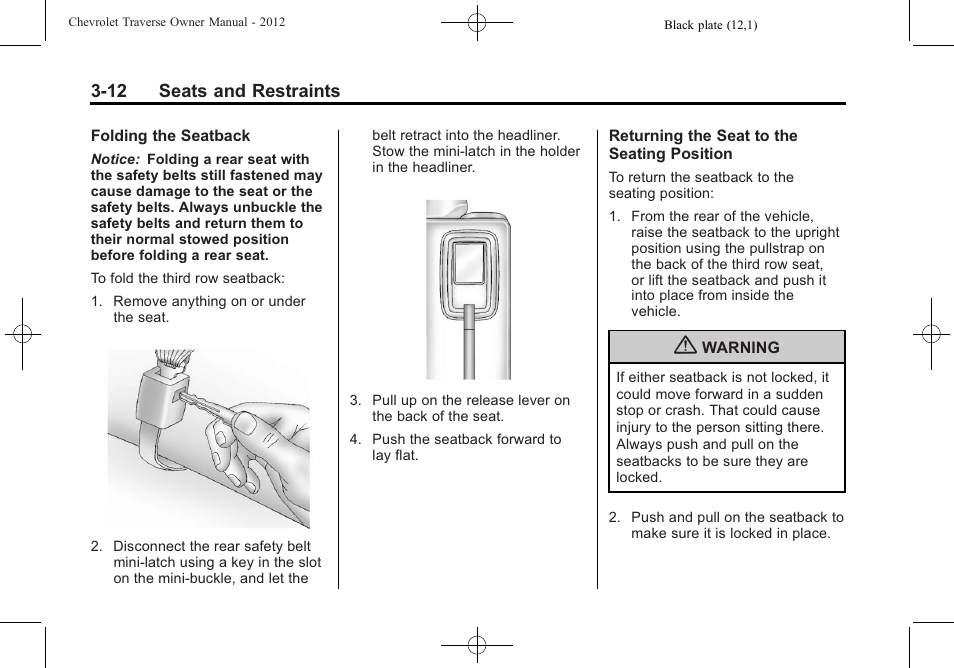 CHEVROLET 2012 Traverse User Manual | Page 68 / 450