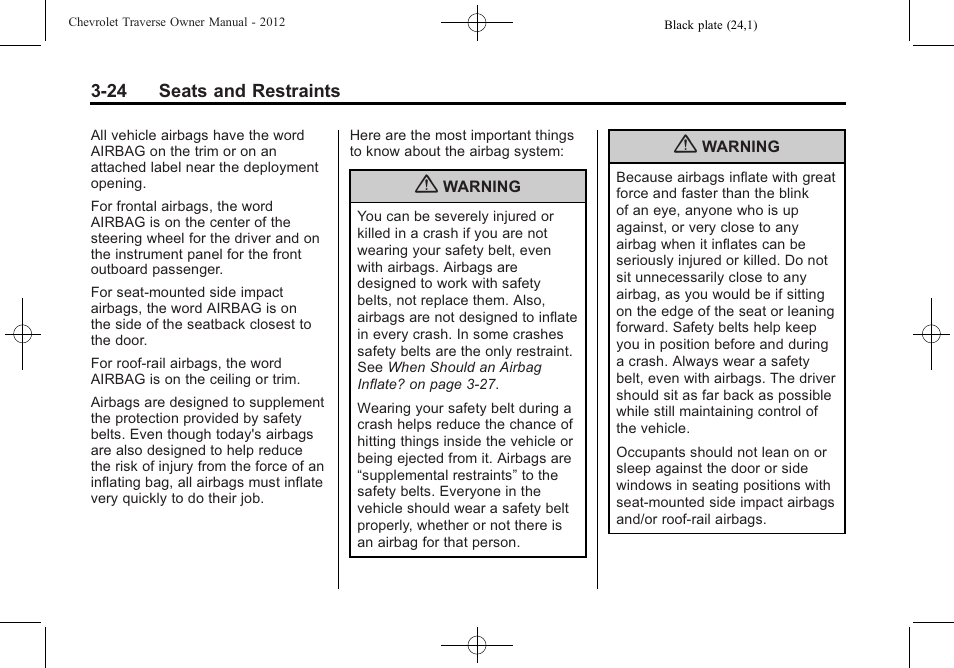 CHEVROLET 2012 Traverse User Manual | Page 80 / 450