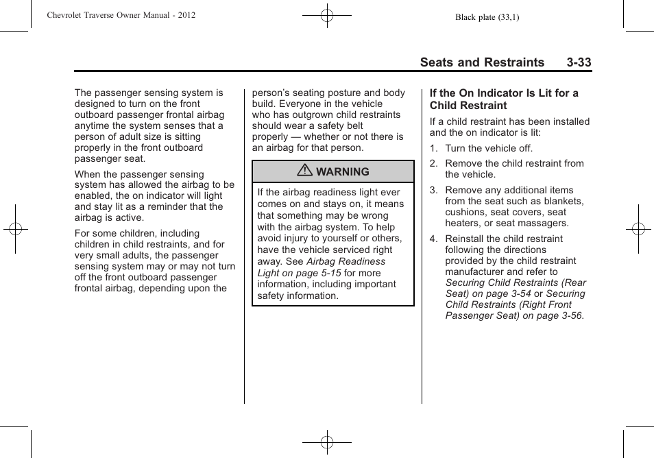 CHEVROLET 2012 Traverse User Manual | Page 89 / 450