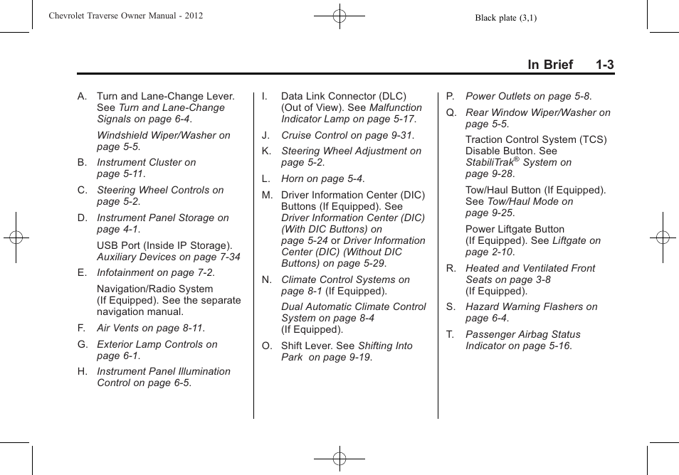 CHEVROLET 2012 Traverse User Manual | Page 9 / 450