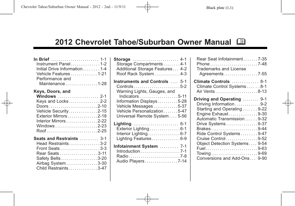 CHEVROLET 2012 Suburban User Manual | 544 pages