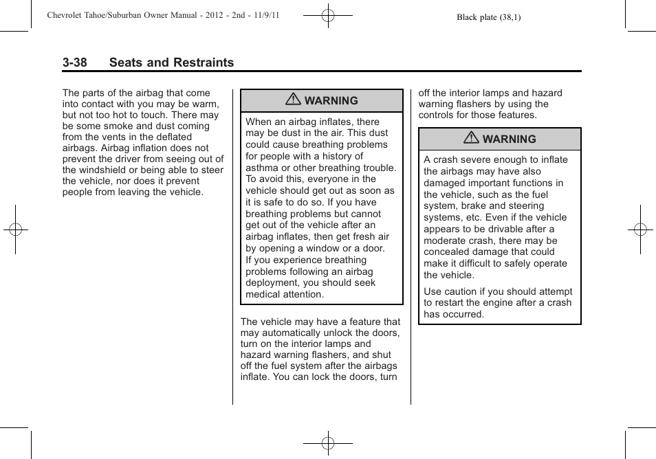 CHEVROLET 2012 Suburban User Manual | Page 100 / 544