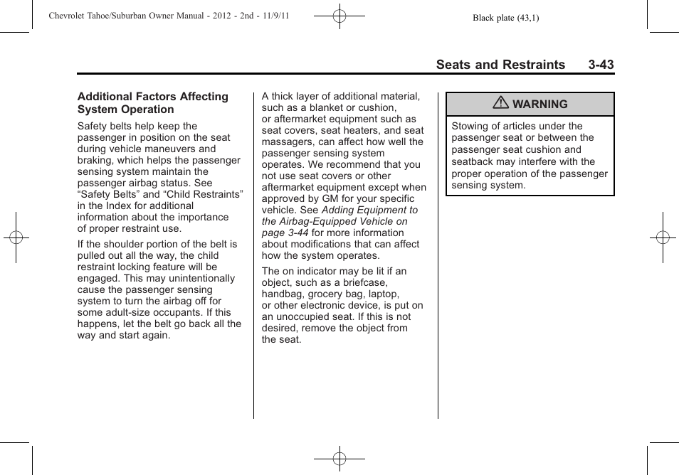 CHEVROLET 2012 Suburban User Manual | Page 105 / 544