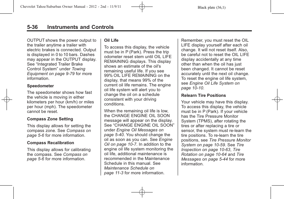 36 instruments and controls | CHEVROLET 2012 Suburban User Manual | Page 172 / 544